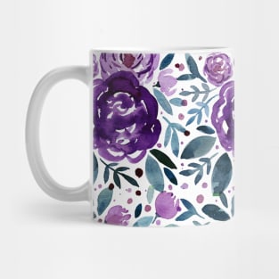 Watercolor roses bouquet pattern - purple Mug